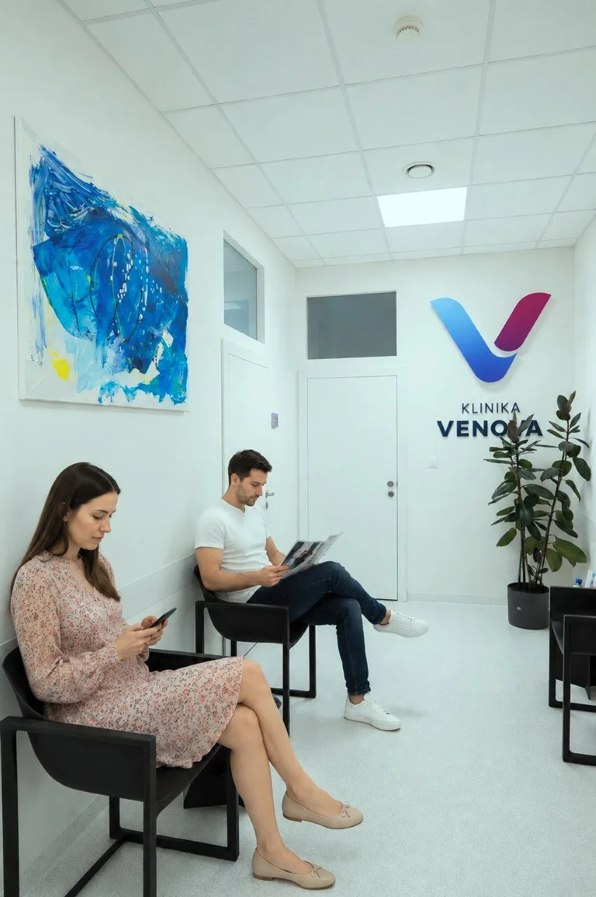 Зона ожидания в партнёрской поликлинике Venova