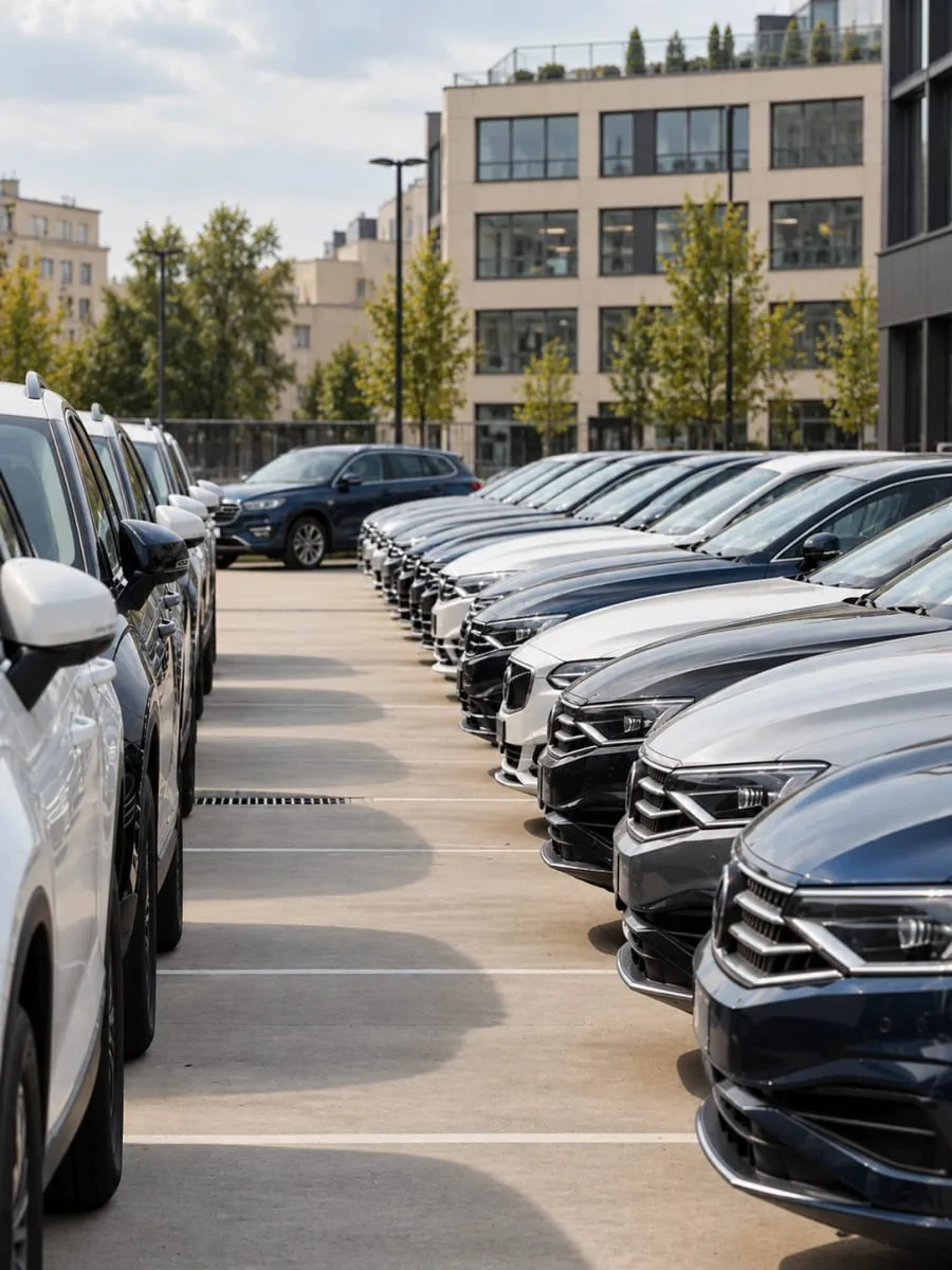 Rows of cars in a car park